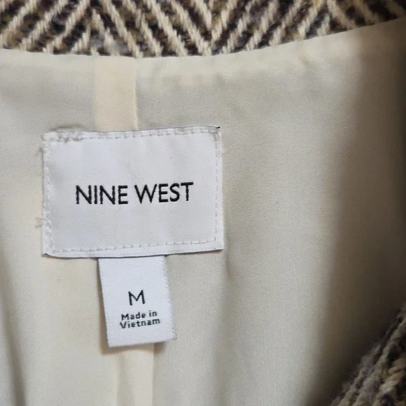 Nine West Briwn and Cream Herringbone Blazer with Gold Buttons - Picture 2 of 2